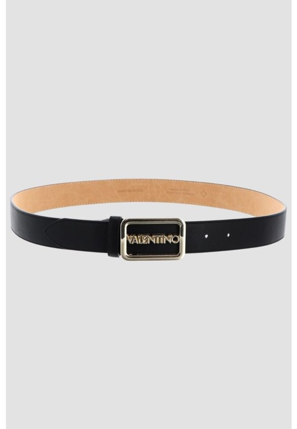 Valentino by Mario Valentino - VALENTINO Czarny pasek Around Plaque Buckle Belt. Kolor: czarny