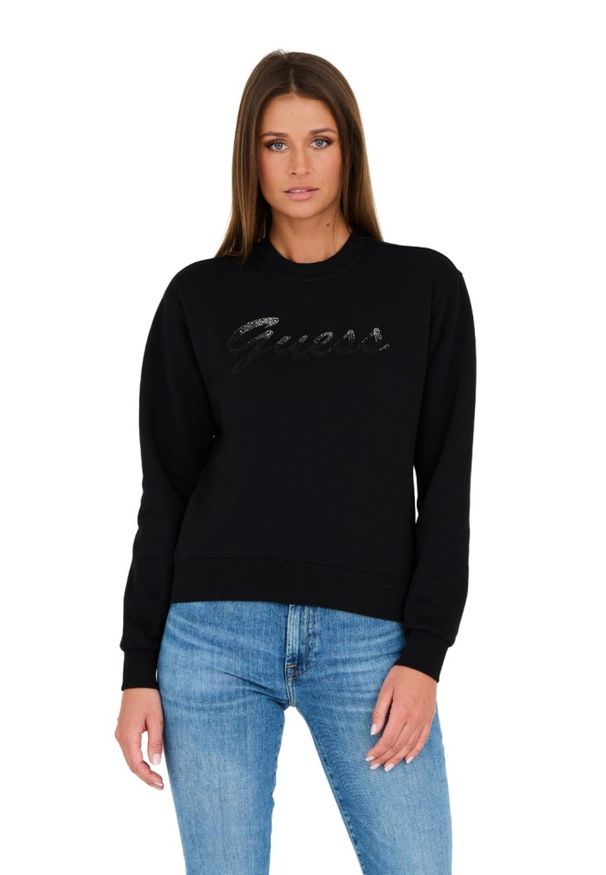 Guess - GUESS Czarna damska bluza z cyrkoniami, Rozmiar XS. Kolor: czarny