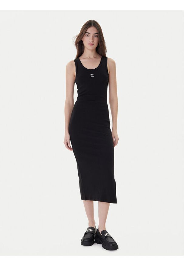 Hugo Sukienka codzienna Nalimera 50514521 Czarny Slim Fit. Okazja: na co dzień. Kolor: czarny. Materiał: bawełna. Typ sukienki: proste. Styl: casual