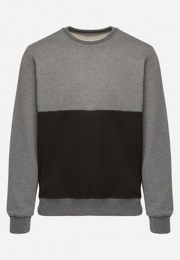 Born2be - Szaro-Czarna Bluza Ocieplana ze Ściągaczami Nevetoria. Kolor: szary. Materiał: tkanina