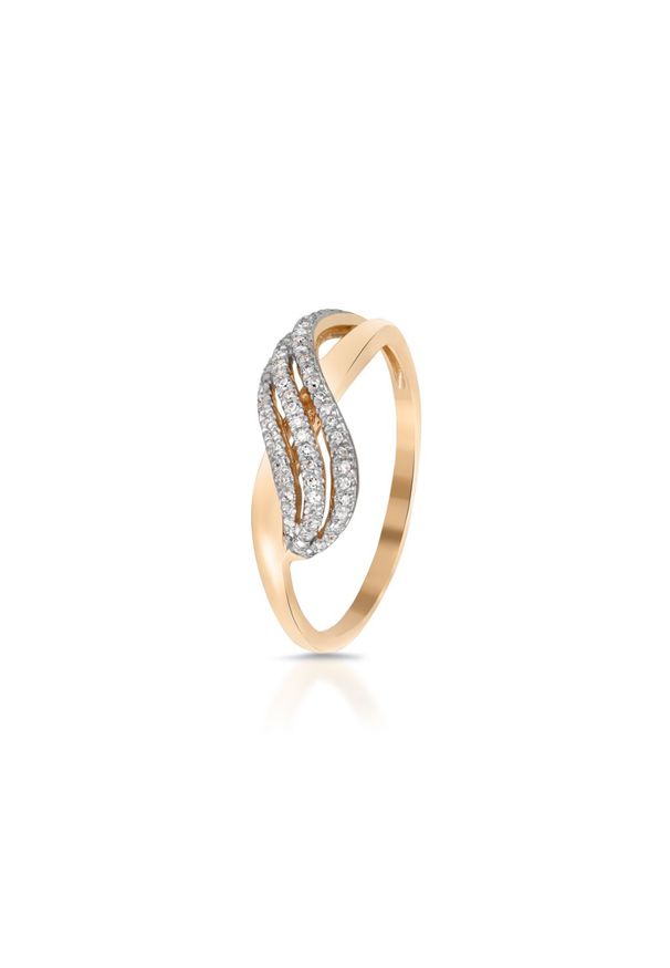 W.KRUK Pierścionek Złoty - złoto 585, Diament 0,13ct - ZDL/PB+09BK. Materiał: złote. Kolor: złoty. Wzór: ażurowy, aplikacja. Kamień szlachetny: diament