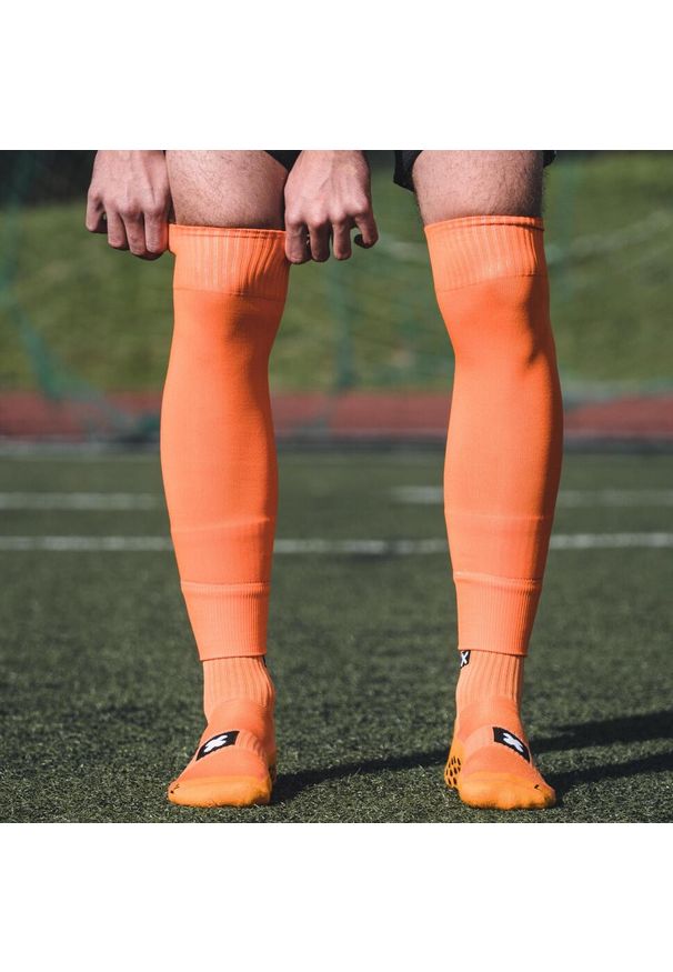 PROSKARY - Getry tuby piłkarskie bez stopy Proskary 155 - 195cm. Kolor: pomarańczowy. Sport: piłka nożna