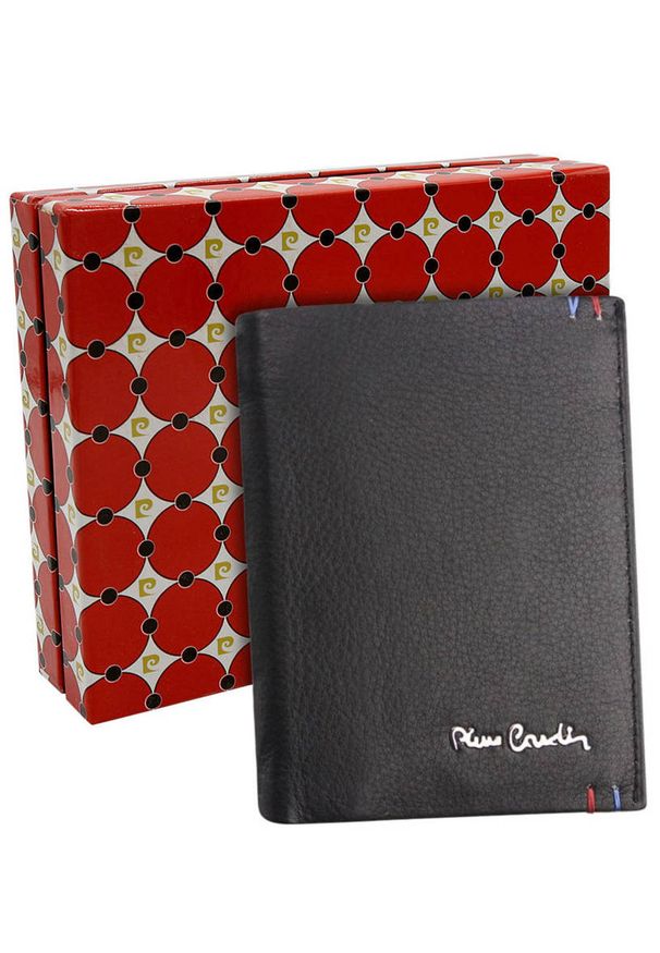 Portfel skórzany Pierre Cardin 330 TILAK22 czarny. Kolor: czarny. Materiał: skóra. Wzór: aplikacja, kolorowy