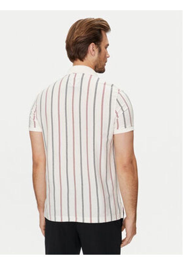TOMMY HILFIGER - Tommy Hilfiger Polo Vertical MW0MW35627 Beżowy Regular Fit. Typ kołnierza: polo. Kolor: beżowy. Materiał: bawełna