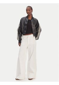 Adidas - adidas Kurtka z imitacji skóry Pleather KE5035 Czarny Oversize. Kolor: czarny. Materiał: skóra #4