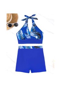Intica - Strój kąpielowy z szortami na plażę i basen Coby. Kolor: niebieski. Materiał: materiał