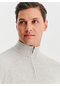 Pako Lorente - PAKO LORENTE- Szary sweter z rozpinaną stójką. Okazja: na co dzień. Typ kołnierza: kołnierzyk stójkowy. Kolor: szary. Materiał: wełna, bawełna. Sezon: jesień. Styl: casual #6