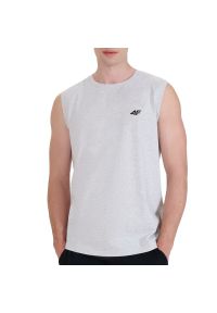 4f - Koszulka męska 4F WMM00TSLEM12527M - szara. Kolor: szary. Materiał: bawełna, dresówka, tkanina. Długość rękawa: bez rękawów #1