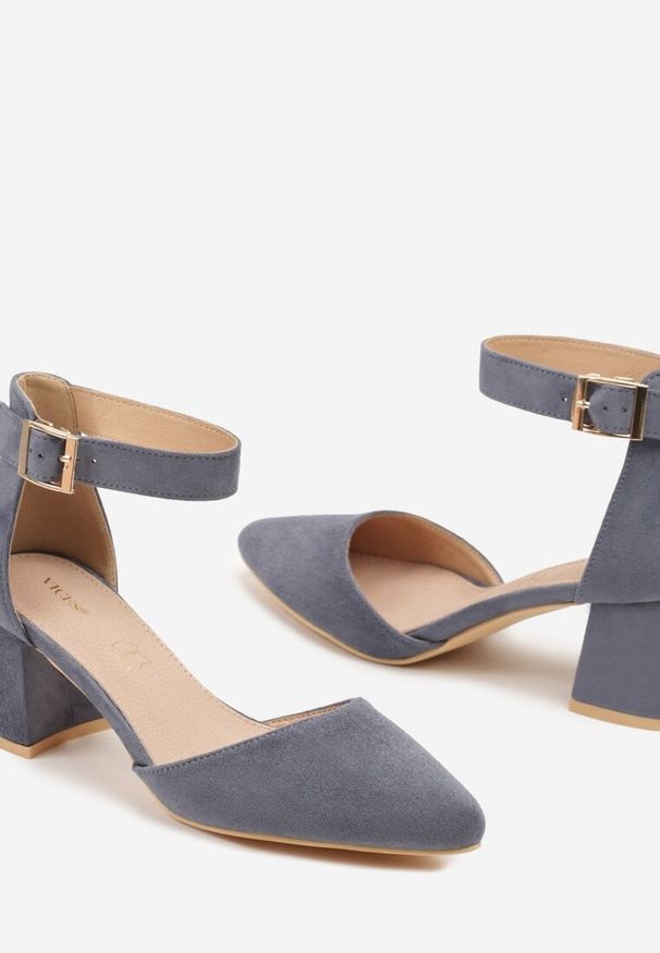 Born2be - Niebieskie Czółenka Vices na Obcasie z Wkładką ze Skóry Naturalnej Nariri. Okazja: na co dzień, na ślub cywilny, do pracy, na wesele. Zapięcie: sprzączka. Kolor: niebieski. Materiał: skóra. Obcas: na obcasie. Styl: casual, elegancki, klasyczny, wizytowy. Wysokość obcasa: średni