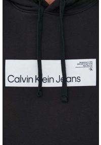 Calvin Klein Jeans bluza męska kolor czarny z kapturem z nadrukiem. Typ kołnierza: kaptur. Kolor: czarny. Materiał: bawełna. Wzór: nadruk #3
