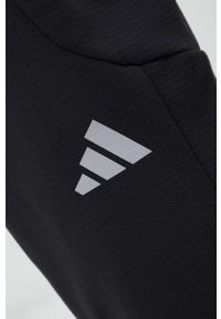 adidas Performance spodnie do biegania Run Icons kolor czarny z nadrukiem. Kolor: czarny. Materiał: skóra, materiał. Wzór: nadruk. Sport: bieganie #5