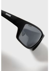 Uvex - Okulary przeciwsłoneczne. Kształt: prostokątne. Kolor: czarny. Materiał: syntetyk, materiał. Wzór: gładki #3
