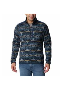 columbia - Polar Męski Columbia Sweater Weather II Printed Half Zip. Kolor: niebieski. Materiał: polar