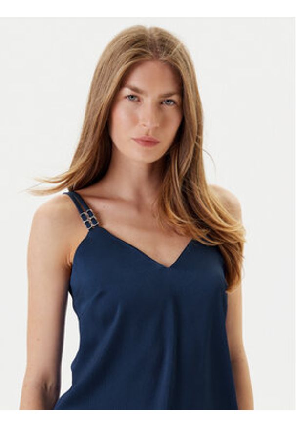 Morgan Top 242-OLAFI Niebieski Slim Fit. Kolor: niebieski. Materiał: syntetyk