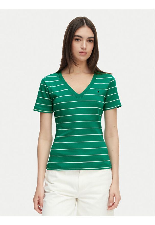 TOMMY HILFIGER - Tommy Hilfiger T-Shirt New Cody WW0WW40584 Zielony Slim Fit. Kolor: zielony. Materiał: bawełna