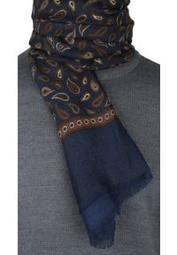 V. Fraas - Szalik Elegancki Przejściowy, Cienki, Granatowo-Brązowy w Paisley -V.Fraas. Kolor: wielokolorowy, beżowy, brązowy. Materiał: poliester. Wzór: paisley. Styl: elegancki #3