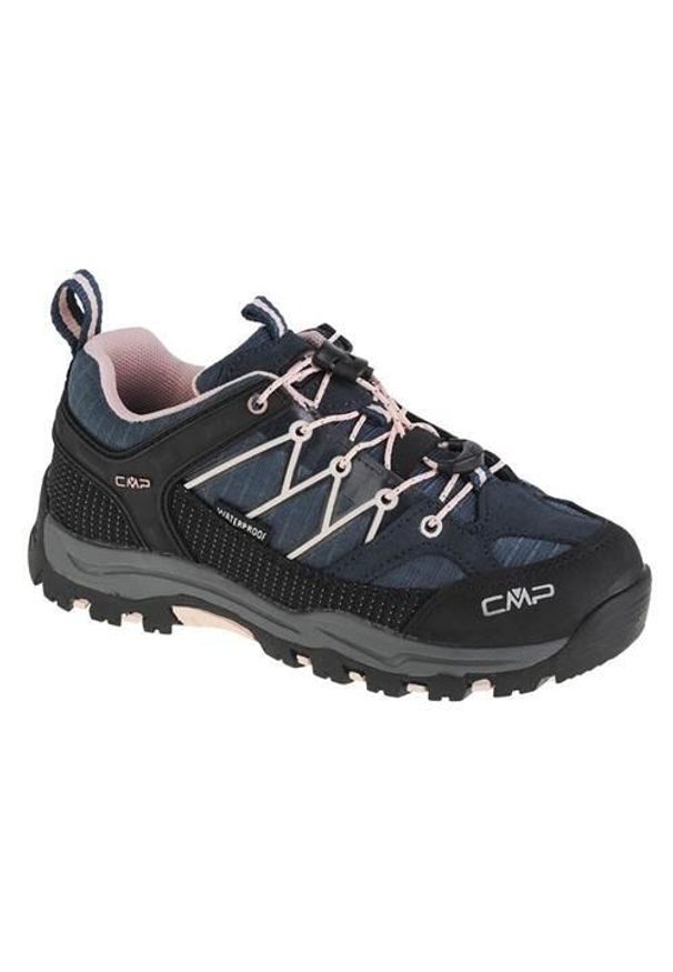 Buty trekkingowe dla dzieci CMP Rigel Low. Zapięcie: sznurówki. Kolor: wielokolorowy, niebieski, czarny. Materiał: guma, skóra, tkanina, materiał, syntetyk. Szerokość cholewki: normalna