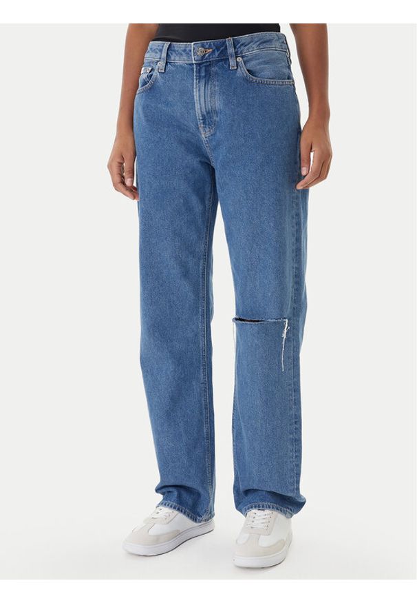 Calvin Klein Jeans Jeansy LV047E609G Granatowy Straight Fit. Kolor: niebieski