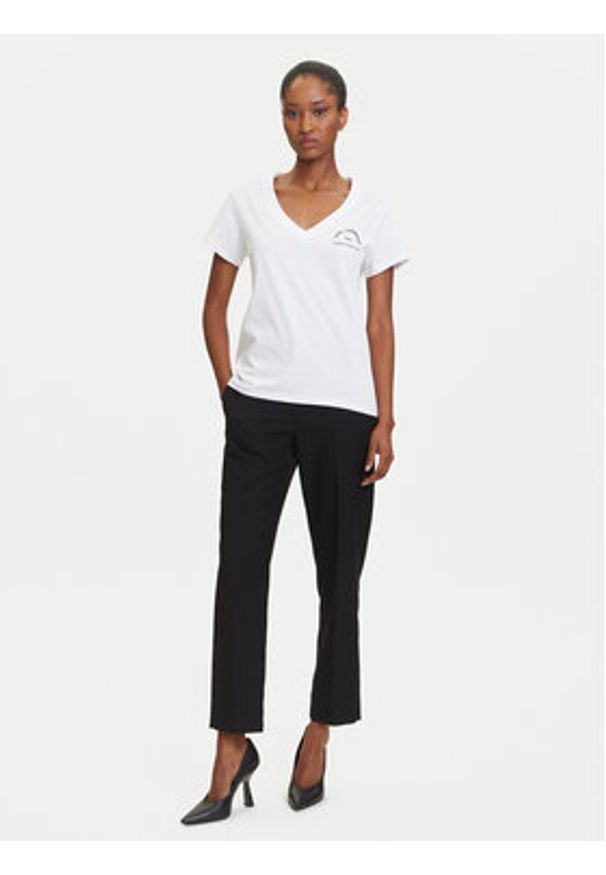 Karl Lagerfeld - KARL LAGERFELD T-Shirt A3W17104 Biały Regular Fit. Typ kołnierza: dekolt w karo. Kolor: biały. Materiał: bawełna