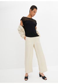 bonprix - T-shirt z miękkiej mieszanki wiskozy. Kolor: czarny. Materiał: wiskoza, koronka. Wzór: koronka #2