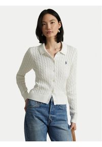 Polo Ralph Lauren Kardigan 211971881001 Biały Slim Fit. Typ kołnierza: polo. Kolor: biały. Materiał: bawełna #1