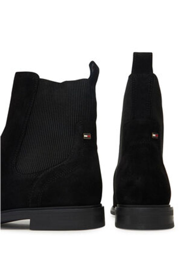 TOMMY HILFIGER - Tommy Hilfiger Sztyblety Flag Boot FW0FW08780 Czarny. Kolor: czarny. Materiał: zamsz, skóra