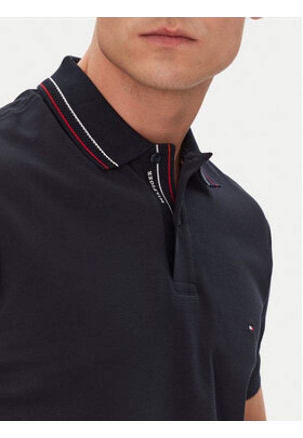TOMMY HILFIGER - Tommy Hilfiger Polo Placket Interest MW0MW38459 Granatowy Regular Fit. Typ kołnierza: polo. Kolor: niebieski. Materiał: bawełna