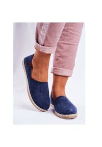 NEWS Damskie Espadryle Wsuwane Granatowe Vulcan niebieskie. Okazja: na co dzień. Zapięcie: bez zapięcia. Kolor: niebieski. Sezon: lato. Styl: casual, elegancki