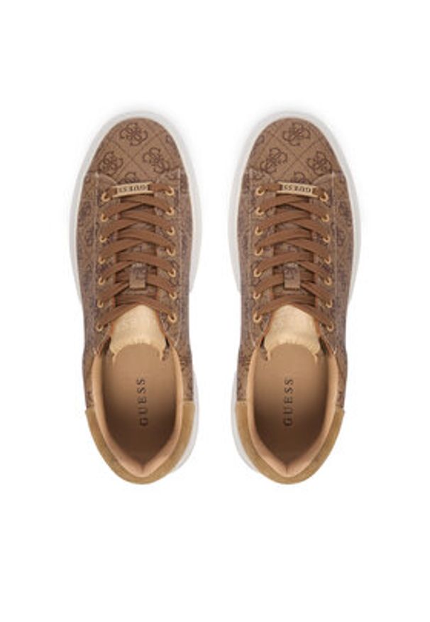 Guess Sneakersy FMPELA FAL12 Brązowy. Kolor: brązowy. Materiał: skóra