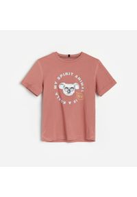 Reserved - Bawełniana koszulka z nadrukiem - Różowy. Kolor: różowy. Materiał: bawełna. Wzór: nadruk #1