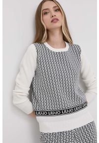 Liu Jo sweter TA2258.MA16M damski kolor biały lekki. Okazja: na co dzień. Kolor: biały. Materiał: materiał. Długość rękawa: długi rękaw. Długość: długie. Styl: casual #3