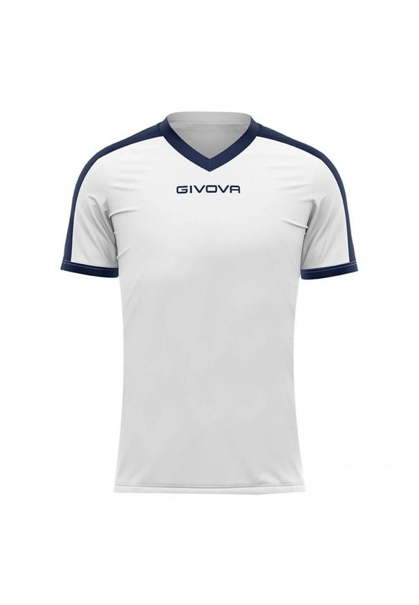 Givova - Męska Koszulka Interlock Revolution. Kolor: biały, niebieski, wielokolorowy. Sport: turystyka piesza