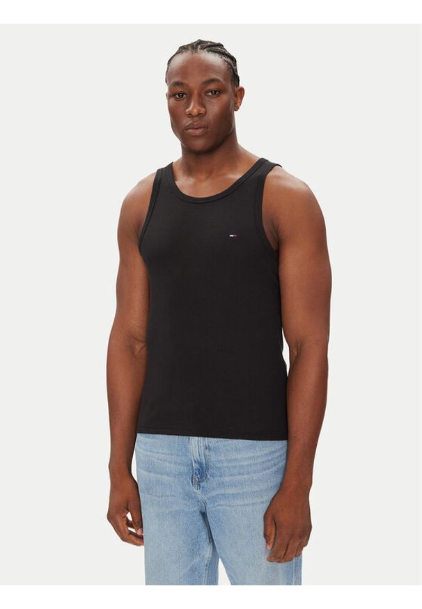 Tommy Jeans Tank top Classic Flag DM0DM21927 Czarny Slim Fit. Kolor: czarny. Materiał: bawełna