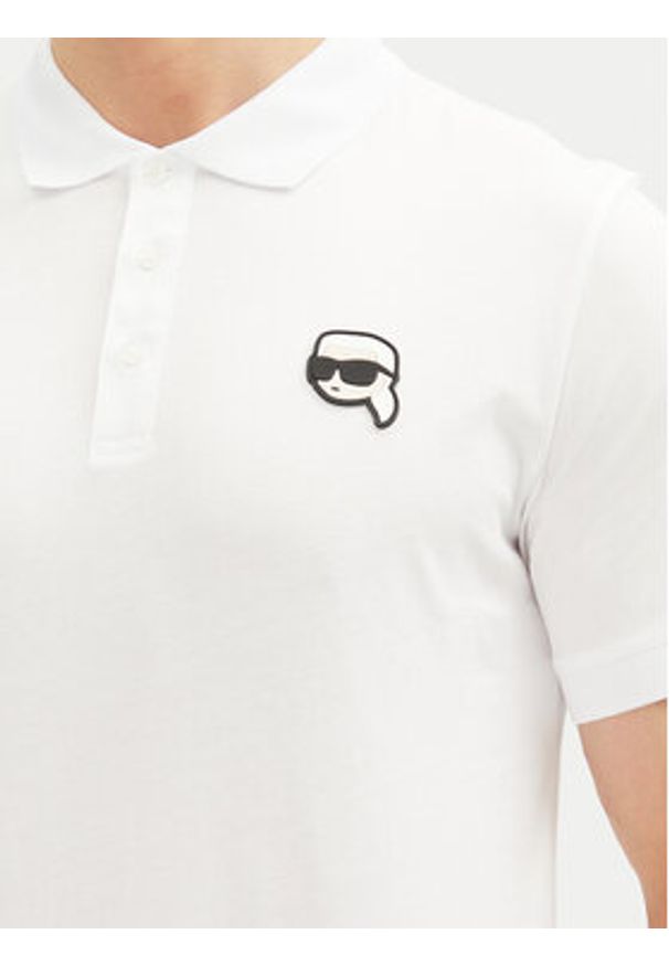Karl Lagerfeld - KARL LAGERFELD Polo 745710 500224 Biały Regular Fit. Typ kołnierza: polo. Kolor: biały. Materiał: bawełna