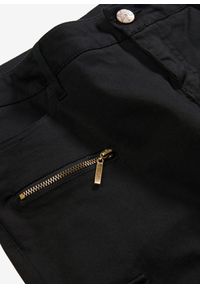 bonprix - Spodnie bojówki z elastycznego materiału z bawełną. Kolor: czarny. Materiał: bawełna, materiał #3