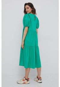 JDY sukienka kolor zielony midi rozkloszowana. Kolor: zielony. Materiał: tkanina. Wzór: gładki. Typ sukienki: rozkloszowane. Długość: midi #4