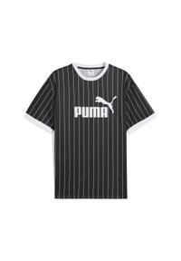 Puma - Męska koszulka Essentials w paski PUMA Black. Kolor: czarny. Wzór: paski. Sport: fitness