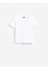 Reserved - Bawełniany t-shirt - biały. Kolor: biały. Materiał: bawełna
