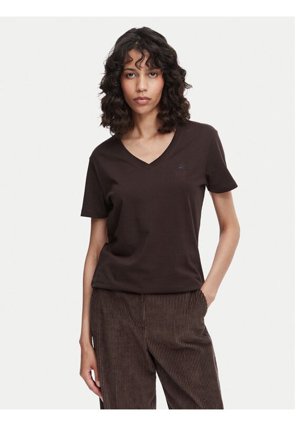 Beverly Hills Polo Club T-Shirt P-SS26W-TS5165187 Brązowy ciemny Regular Fit. Typ kołnierza: polo. Kolor: brązowy. Materiał: bawełna