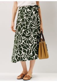 Ochnik - Długa zielono-biała spódnica z zakładką. Kolor: zielony. Materiał: wiskoza. Długość: długie #3