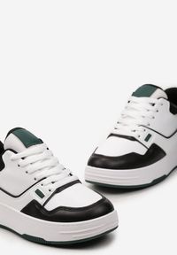 Born2be - Czarno-Białe Sneakersy na Niskiej Platformie z Przeszyciami Ralavia. Kolor: czarny. Obcas: na platformie #4