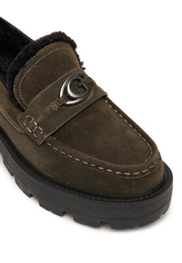 Guess Loafersy FLFYKY SUE14 Zielony. Kolor: zielony. Materiał: skóra, zamsz