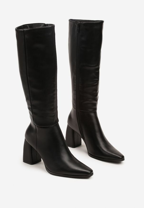 Renee - Czarne Kozaki na Obcasie Typu Stożek w Klasycznym Stylu Lanile. Okazja: na co dzień. Kolor: czarny. Obcas: na obcasie. Styl: klasyczny. Wysokość obcasa: średni