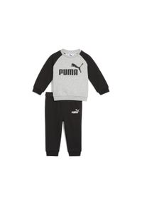 Puma - Zestaw dla małych dzieci Minicats Essentials z raglanową bluzą PUMA Black. Kolor: brązowy, zielony, czarny, wielokolorowy. Materiał: guma, prążkowany. Wzór: nadruk