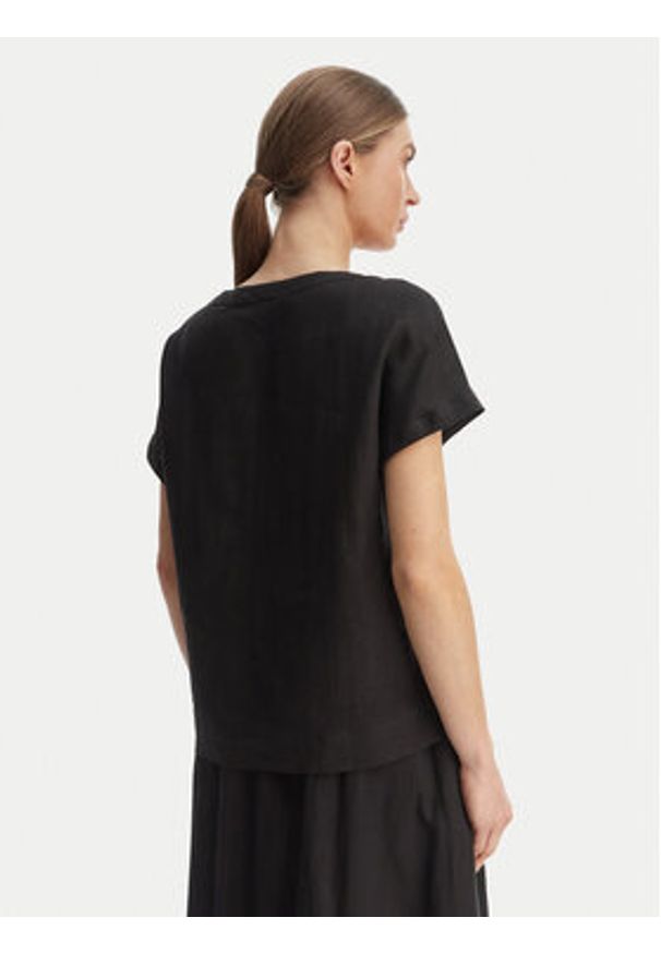 Marella T-Shirt Geyser 2615111132 Czarny Regular Fit. Kolor: czarny. Materiał: len