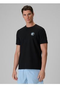 4f - 4F T-shirt regular z nadrukiem męski - czarny XXL. Okazja: na co dzień. Kolor: czarny. Materiał: bawełna, materiał, dzianina. Wzór: nadruk. Styl: wakacyjny, casual, klasyczny #1