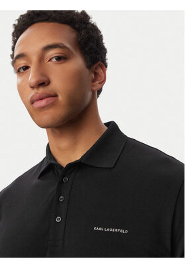 Karl Lagerfeld - KARL LAGERFELD Polo 745015 563235 Czarny Regular Fit. Typ kołnierza: polo. Kolor: czarny. Materiał: bawełna