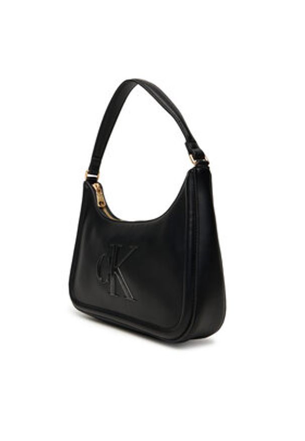 Calvin Klein Torebka Bold Ck Small Shoulder Bag LV04F3230G Czarny. Kolor: czarny. Materiał: skórzane