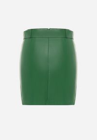 Born2be - Zielona Mini Spódnica z Imitacji Skóry Clementia. Kolor: zielony #4