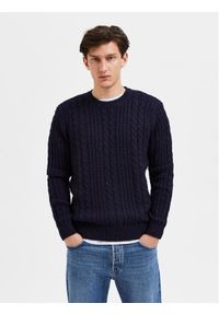 Selected Homme Sweter Henry 16086685 Granatowy Relaxed Fit. Kolor: niebieski. Materiał: syntetyk